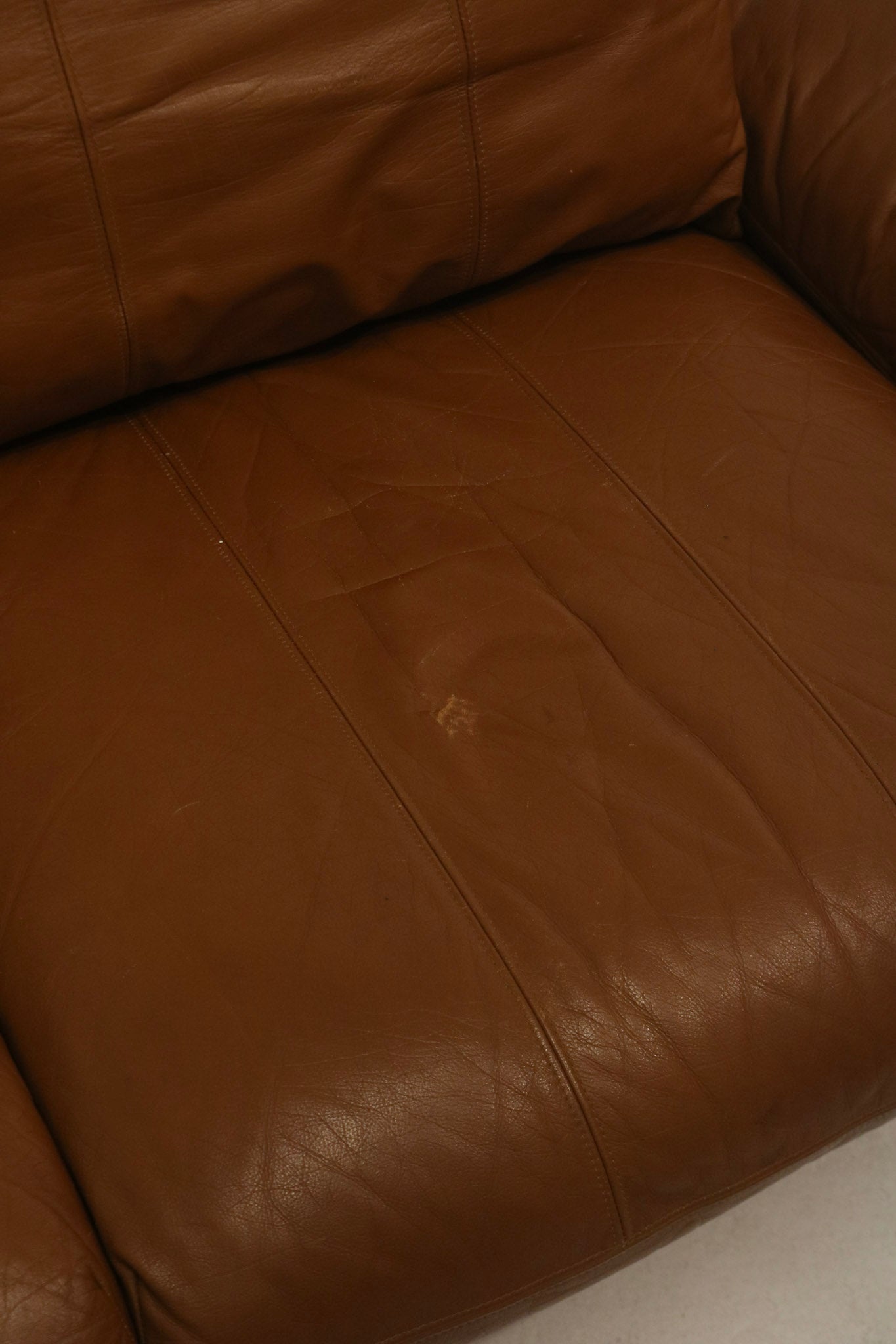 Vintage Swedish Brown Leather Beech Wood Panda Sofa by Åke Fribyter for Nelo Möbler