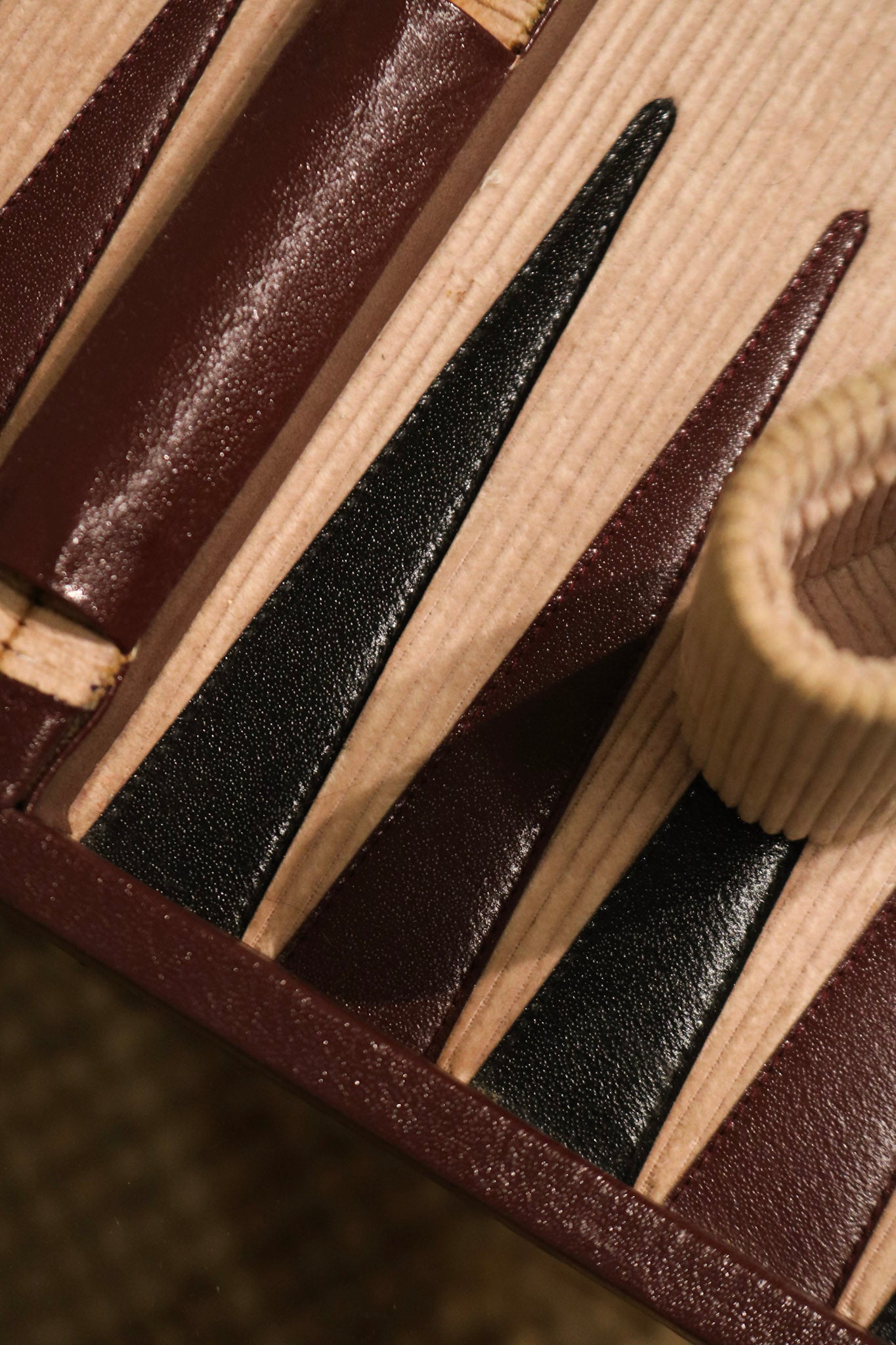 Vintage Travel Backgammon Leather Board Carrying Case