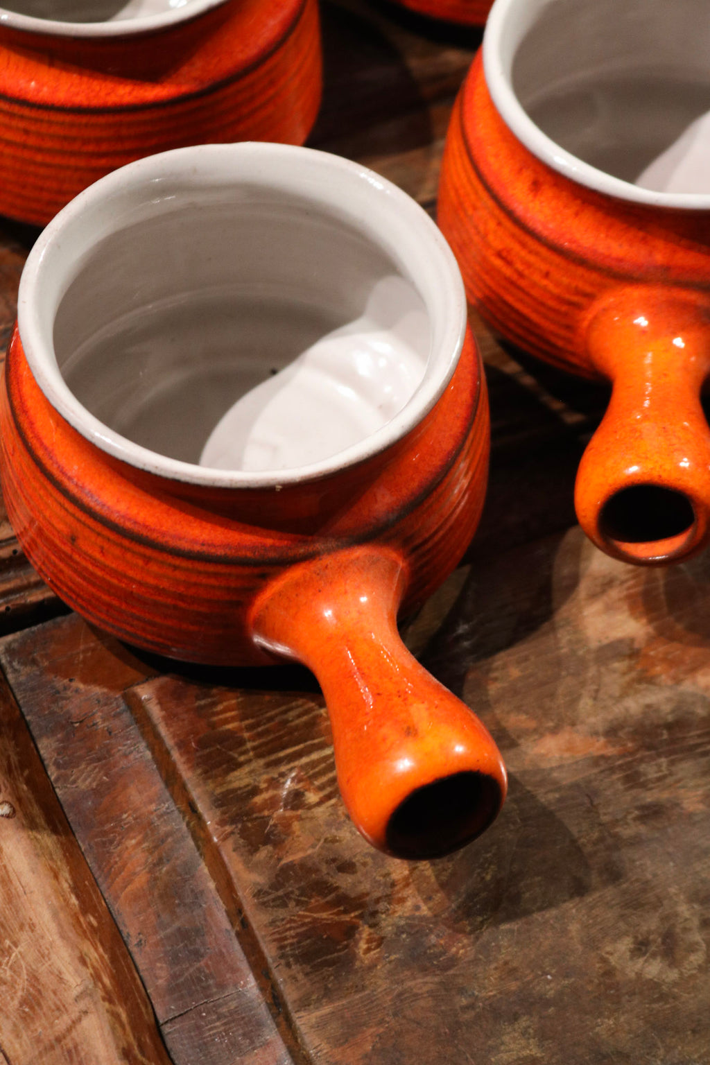 Set of Four Vintage Canadian Evangeline Terracotta Pottery Glaze Soup Bowls