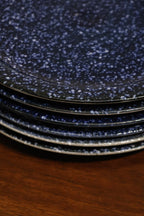 Set Of 4 Vintage Blue Glazed Ceramic Dinner Plates Made In Japan