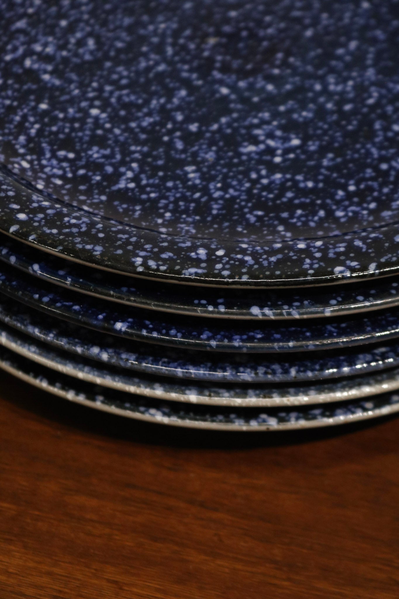 Set Of 4 Vintage Blue Glazed Ceramic Dinner Plates Made In Japan