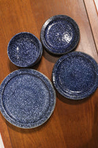 Set Of 14 Vintage Blue Glazed Ceramic Dinner Plates Made In Japan