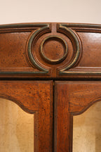 Vintage Antique Wood Glass Bookcase Display With Light