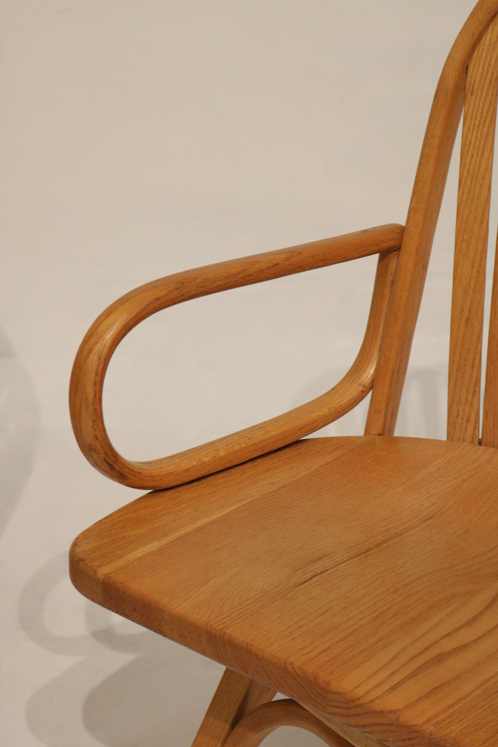Set Of 2 Vintage Solid Oak Wood Swivel Chairs Arm Chairs
