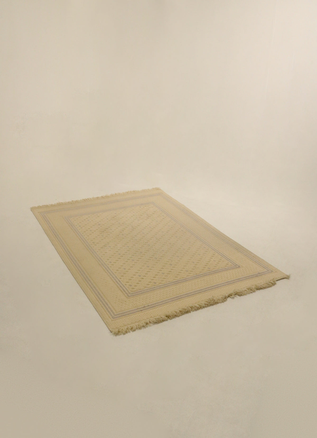 Vintage Cream-Colored Hand-Knotted Wool Area Rug