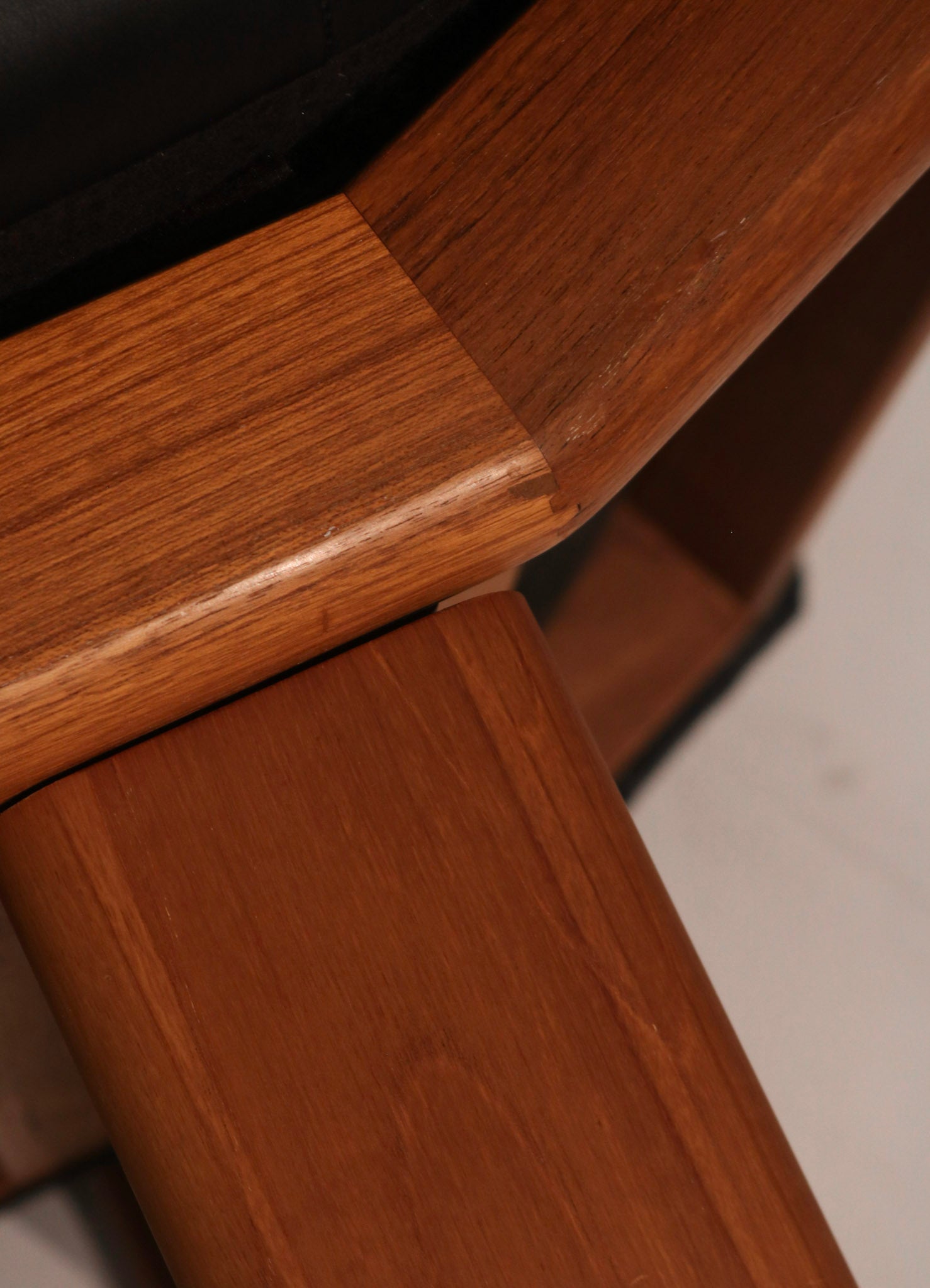Danish Teak Frame Wood Reupholster Leather Sofa Loveseat