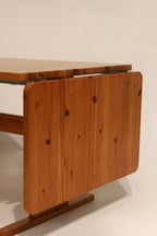 Vintage Swedish Pine Wood Extendable Dining Table