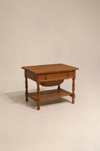 Set Of 2 Vintage Danish Oak Wood Side Tables With Drawers