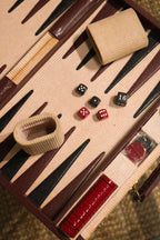 Vintage Travel Backgammon Leather Board Carrying Case