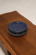 Set Of 4 Vintage Blue Glazed Ceramic Dinner Plates Made In Japan