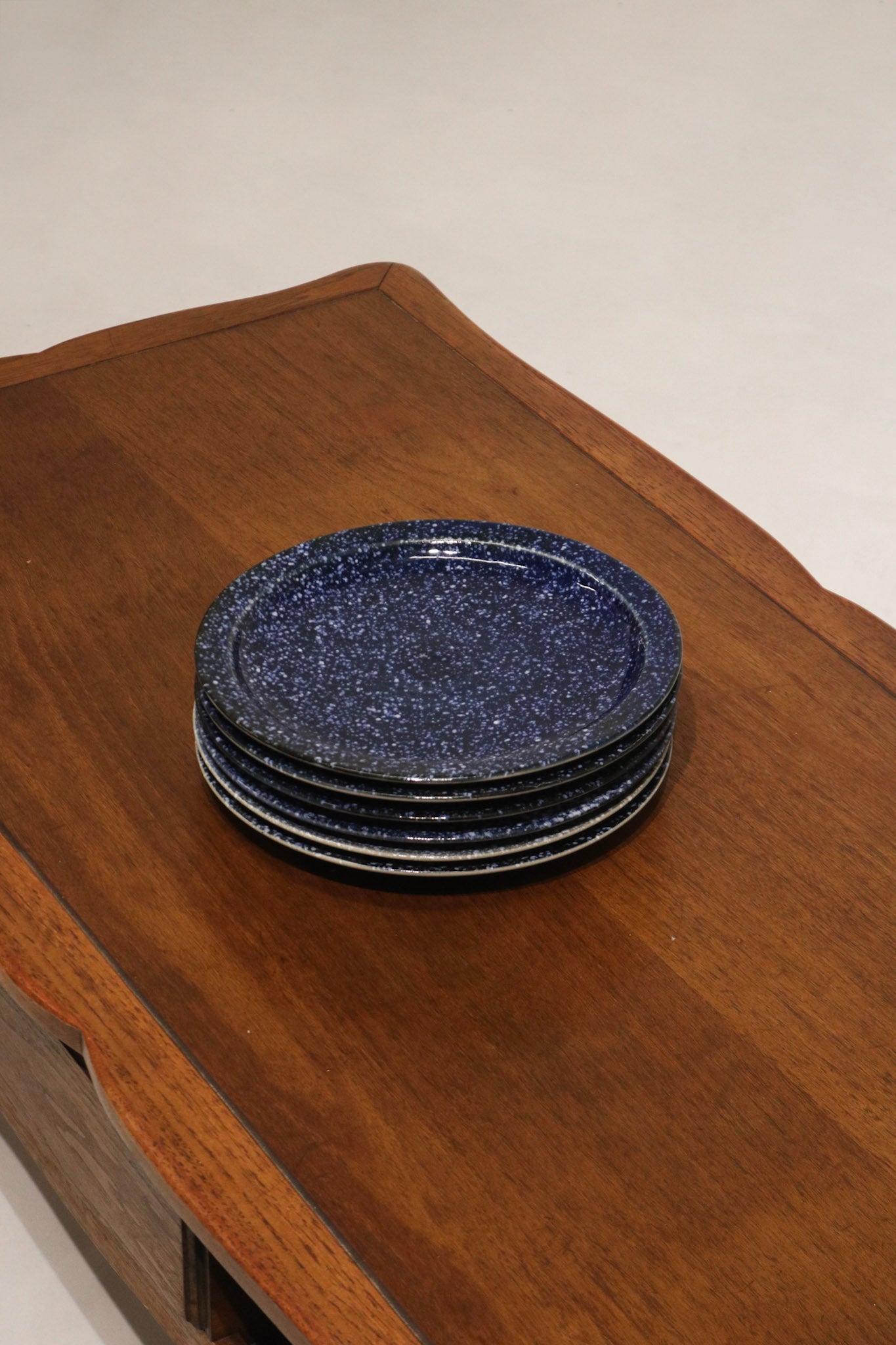 Set Of 4 Vintage Blue Glazed Ceramic Dinner Plates Made In Japan