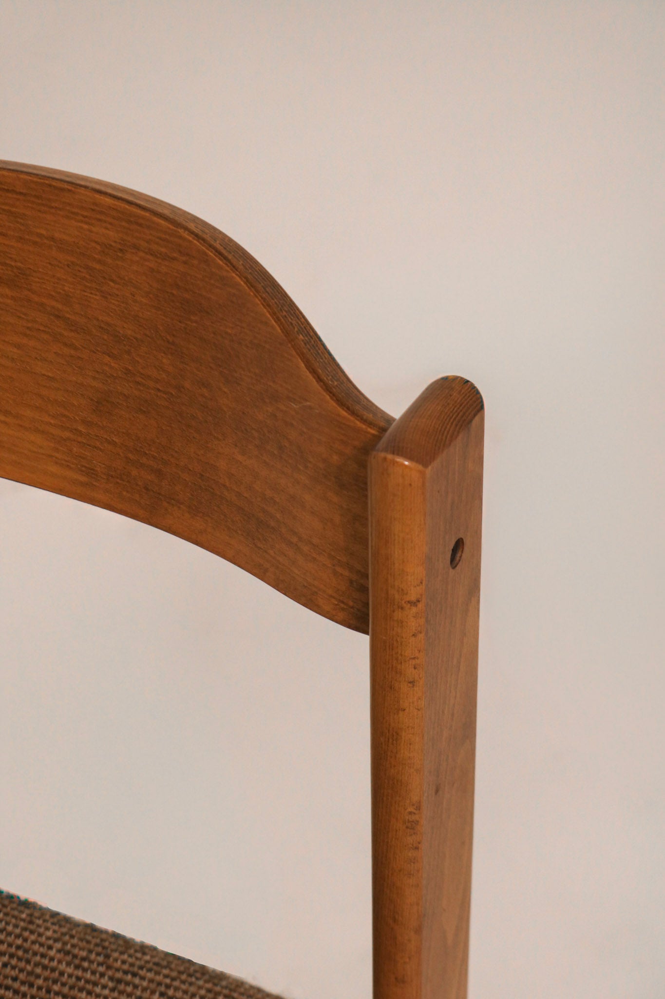 Mcm Vintage Oak Wood Fabric Single Chair