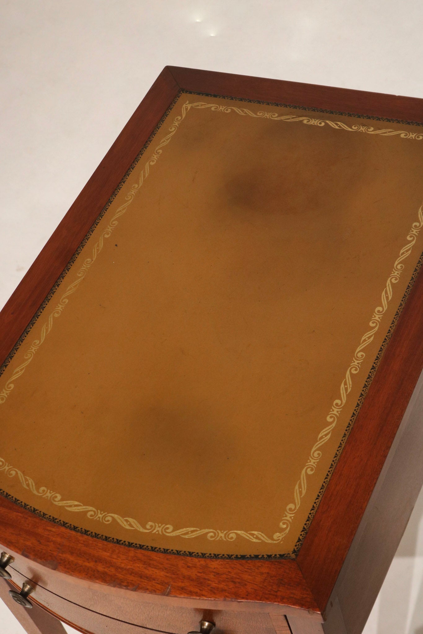 Antique Georgian Mahogany Leather Top Nightstands Side Tables