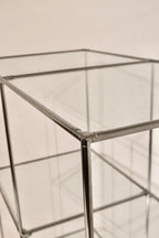 Vintage Circa 1980 Cube Glass Steel Bookcase