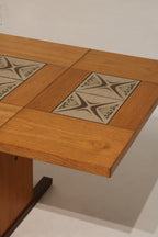 Vintage Danish Teak Wood Tile Top Extandable Dining Table
