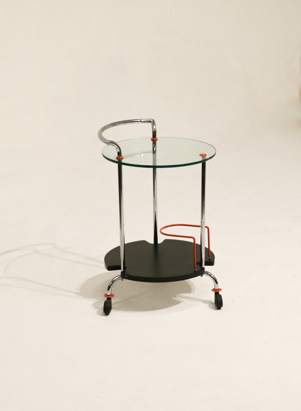 Vintage Mcm Italian Metalnova Chrome Glass Bar Cart Trolley