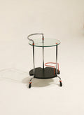 Vintage Mcm Italian Metalnova Chrome Glass Bar Cart Trolley