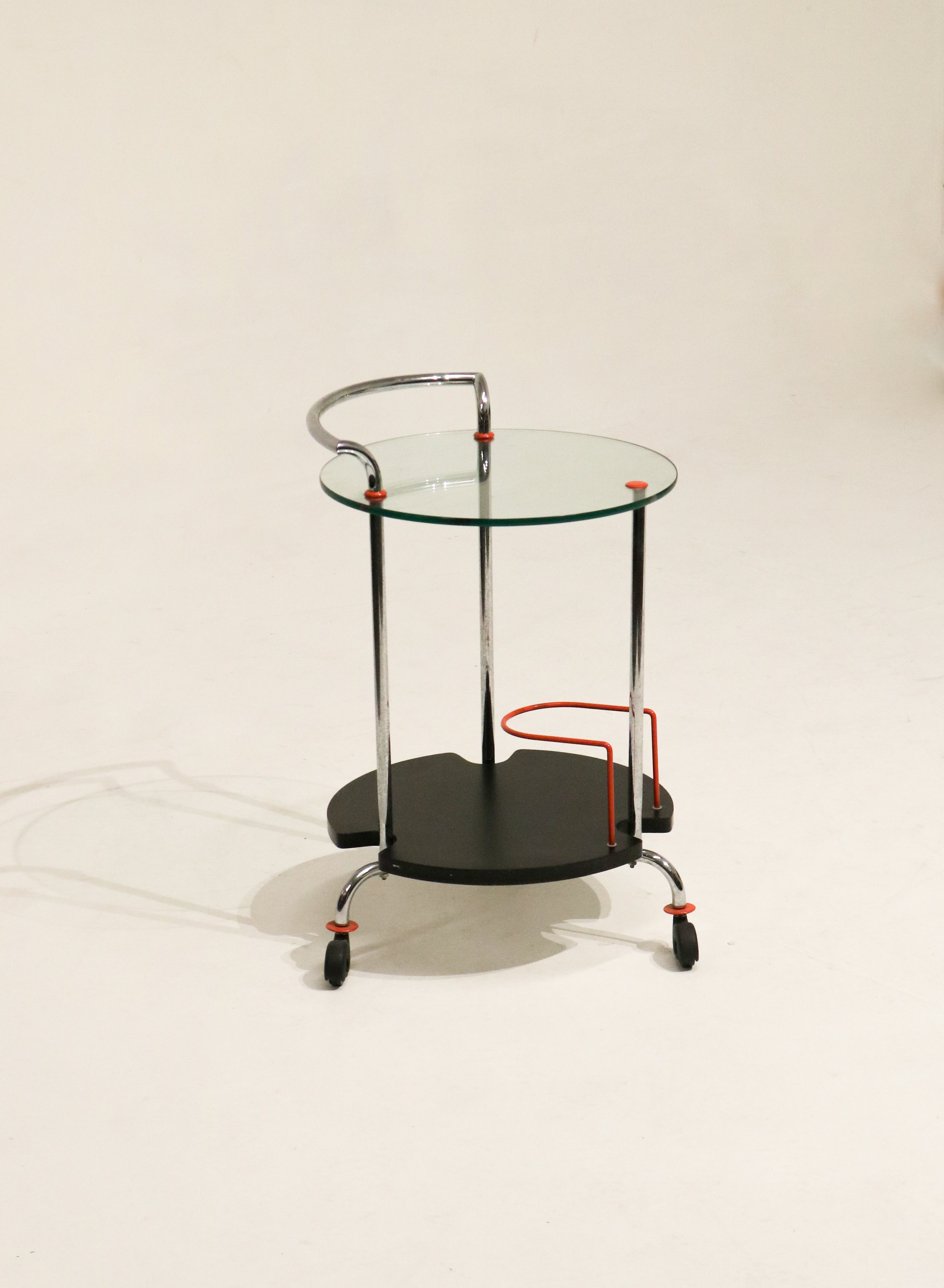 Vintage Mcm Italian Metalnova Chrome Glass Bar Cart Trolley