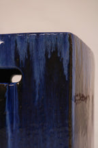 Vintage Blue Glazed Ceramic Side Table or Stools Circa 1980
