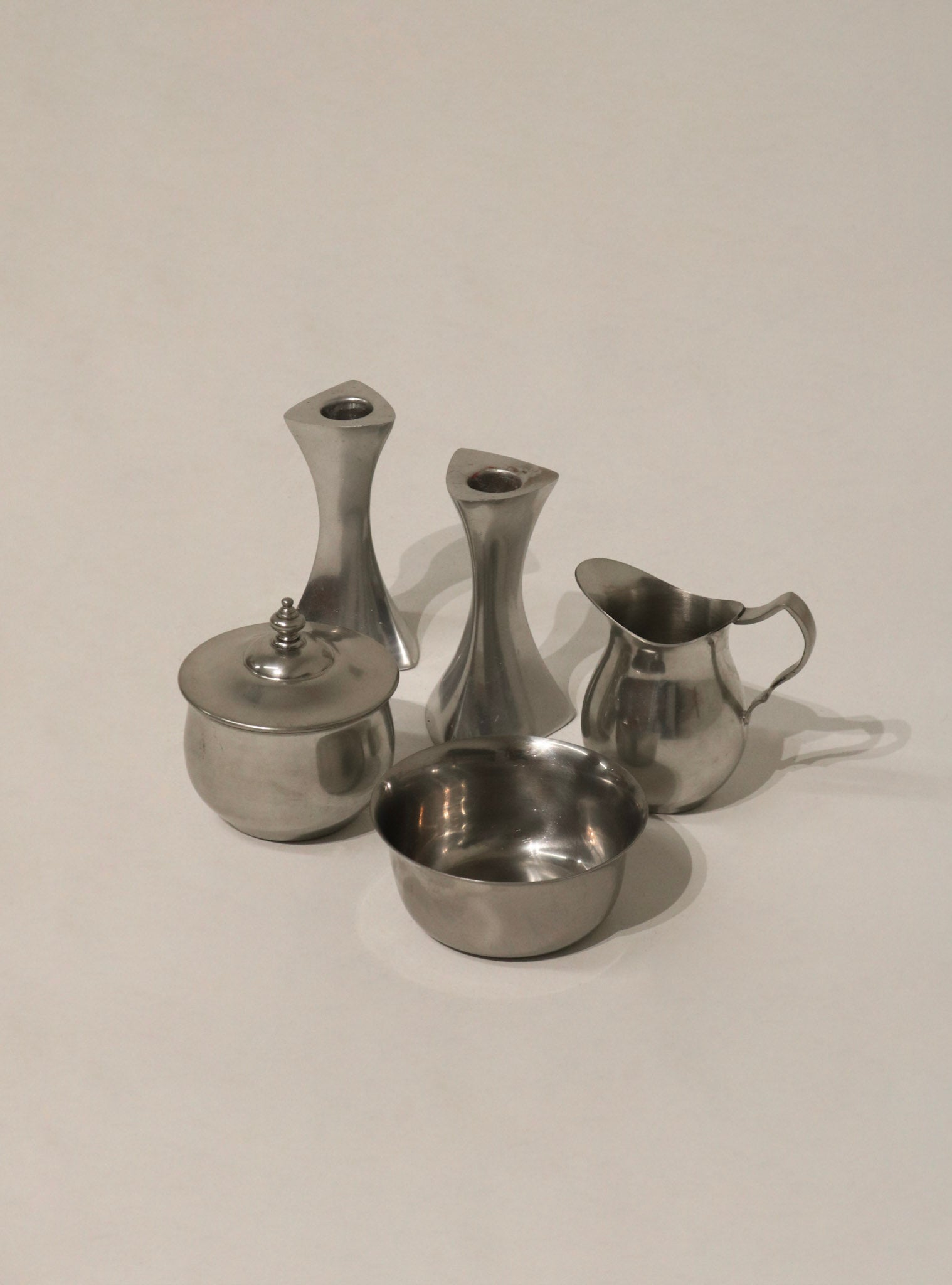 Set Of 5 Vintage Stainless Steel Houseware And Decoration