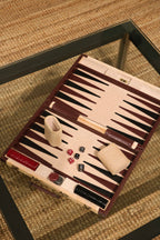 Vintage Travel Backgammon Leather Board Carrying Case