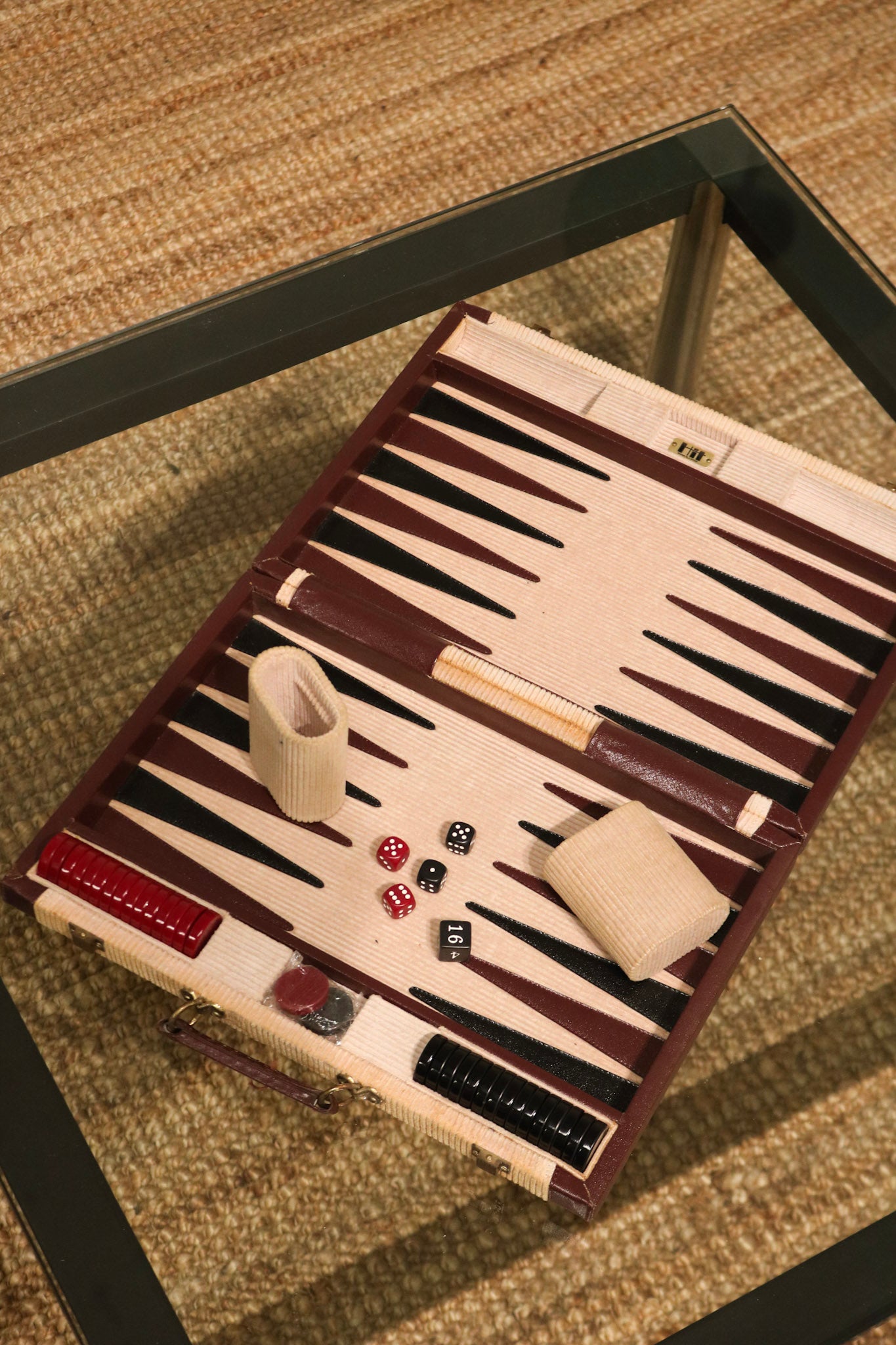 Vintage Travel Backgammon Leather Board Carrying Case