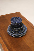 Set Of 14 Vintage Blue Glazed Ceramic Dinner Plates Made In Japan