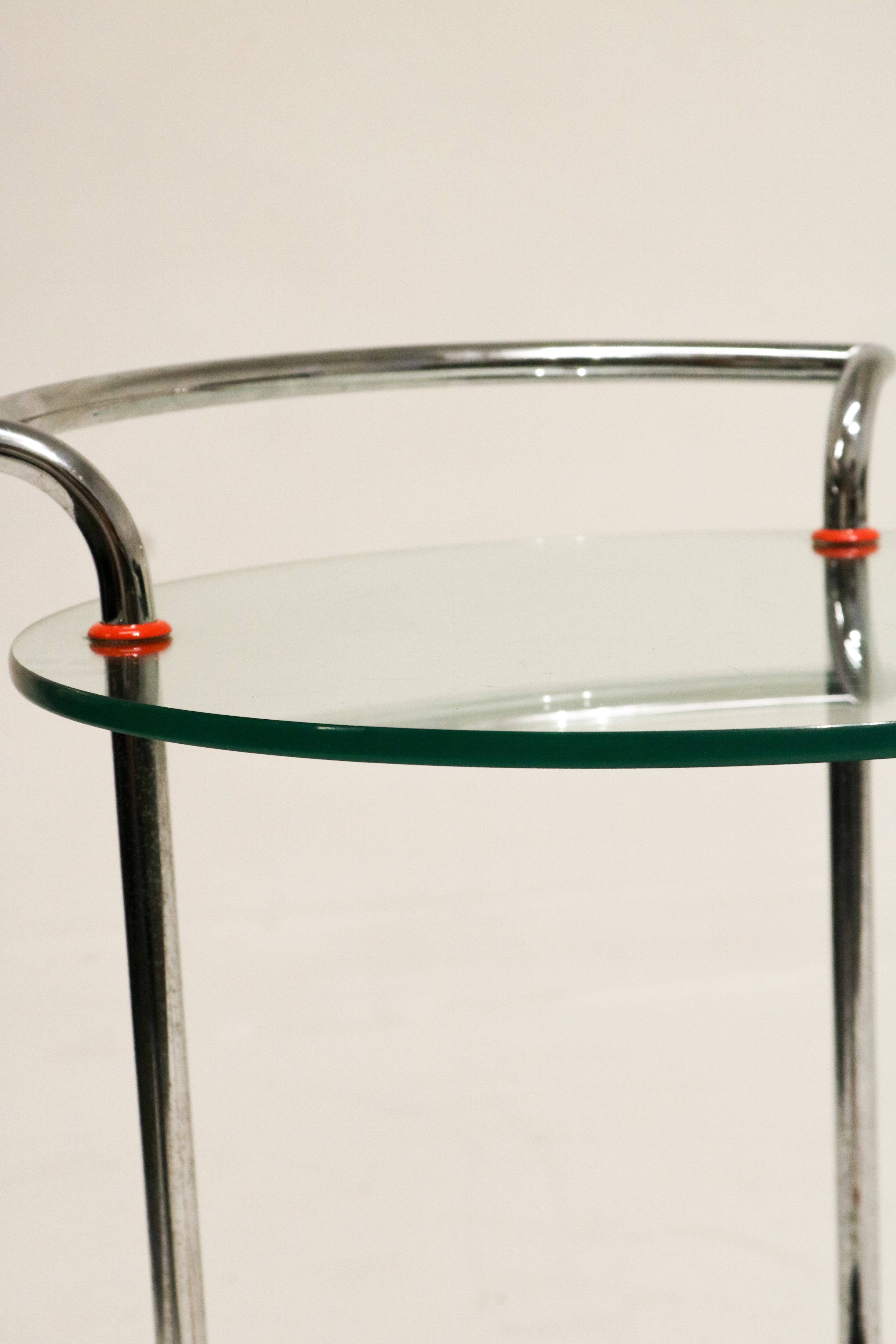 Vintage Mcm Italian Metalnova Chrome Glass Bar Cart Trolley