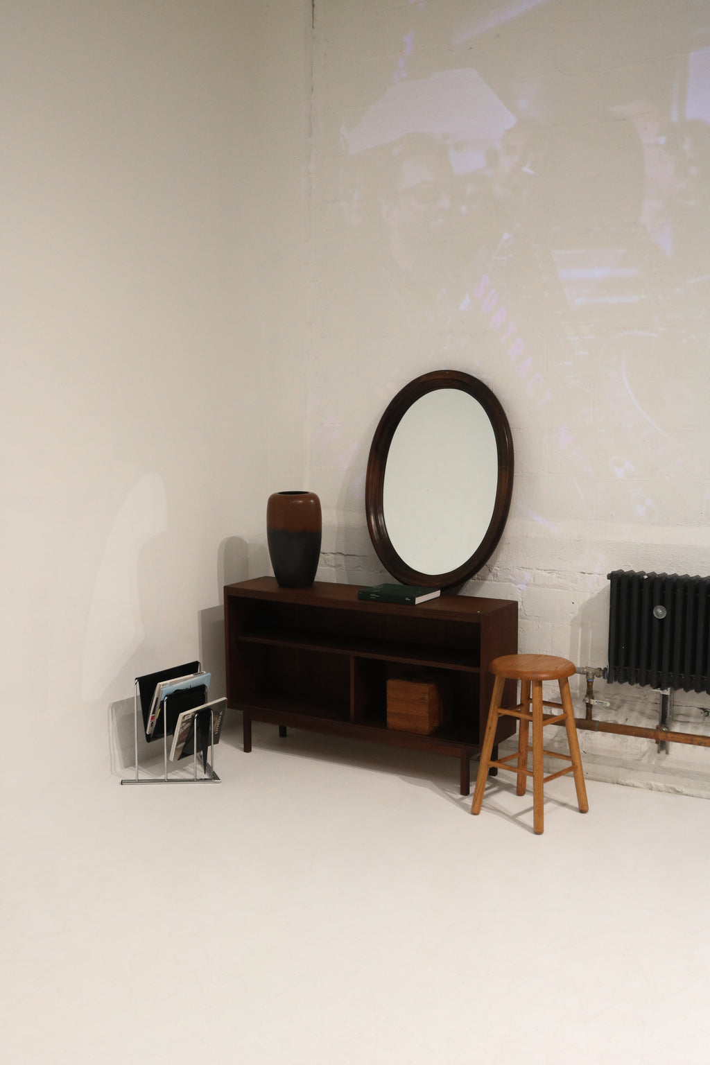 Vintage Oval Solid Wood Wall Mirror By Ethan Allen
