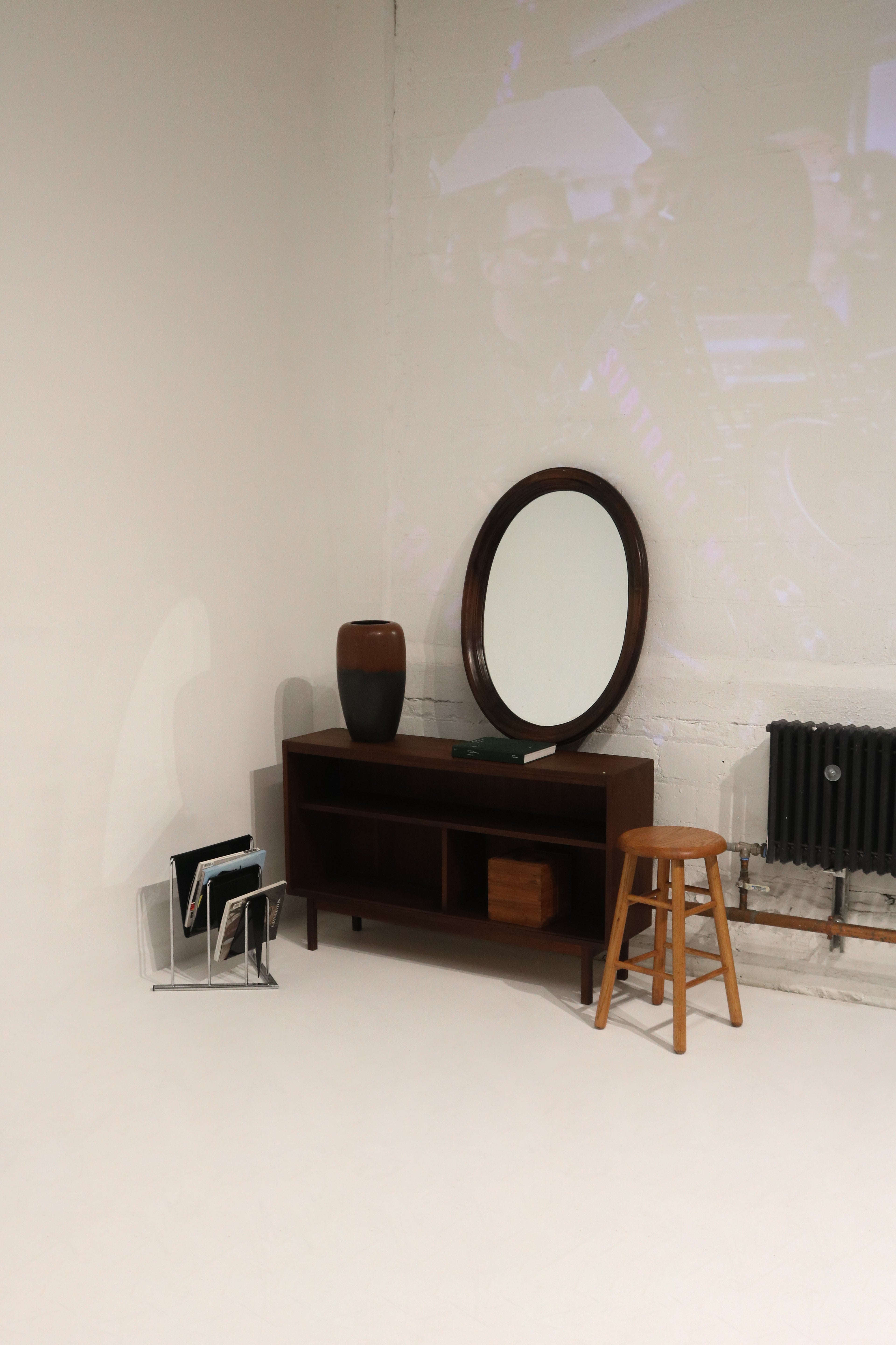 Vintage Oval Solid Wood Wall Mirror By Ethan Allen