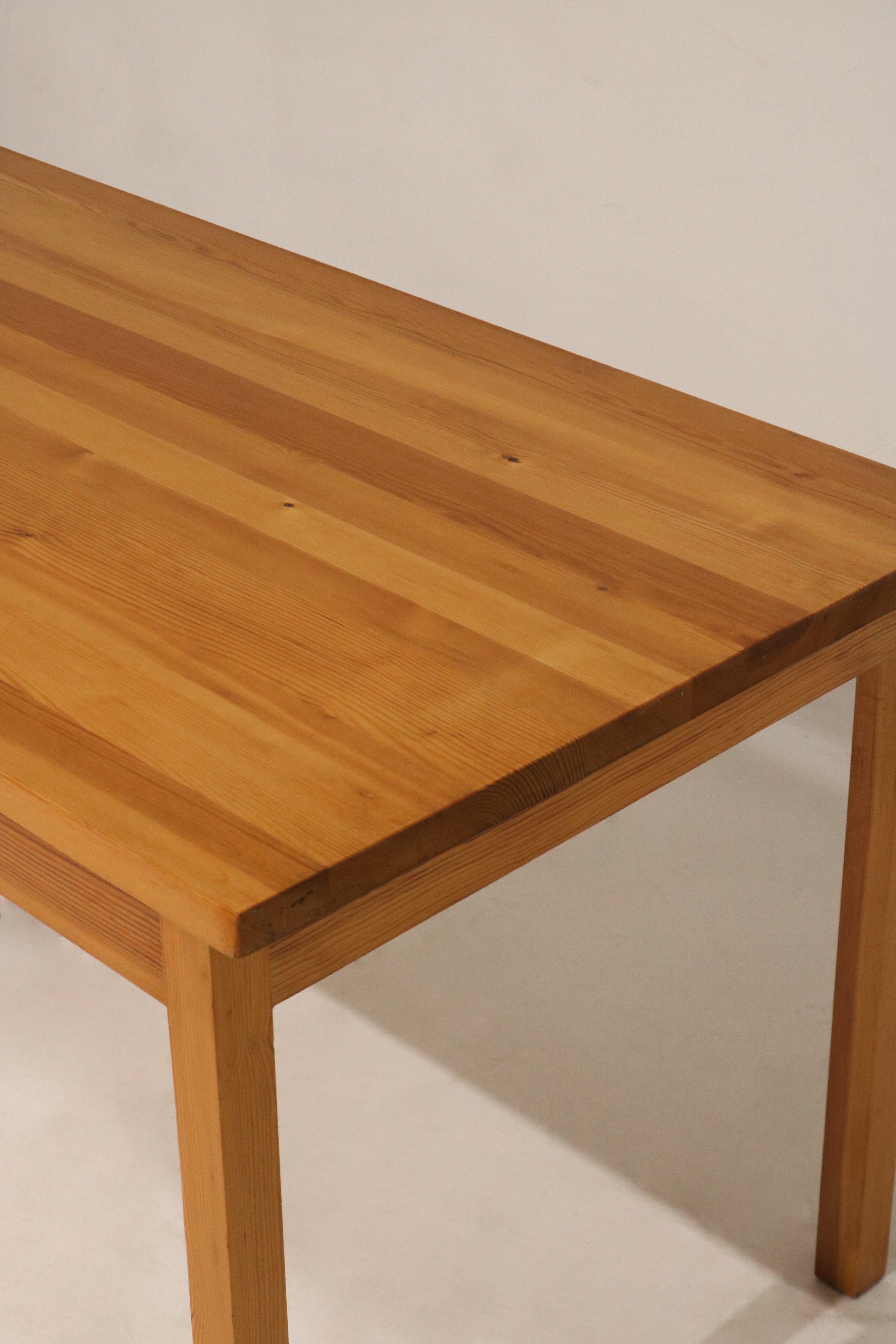 Vintage Swedish Pine Wood Dining Table Desk