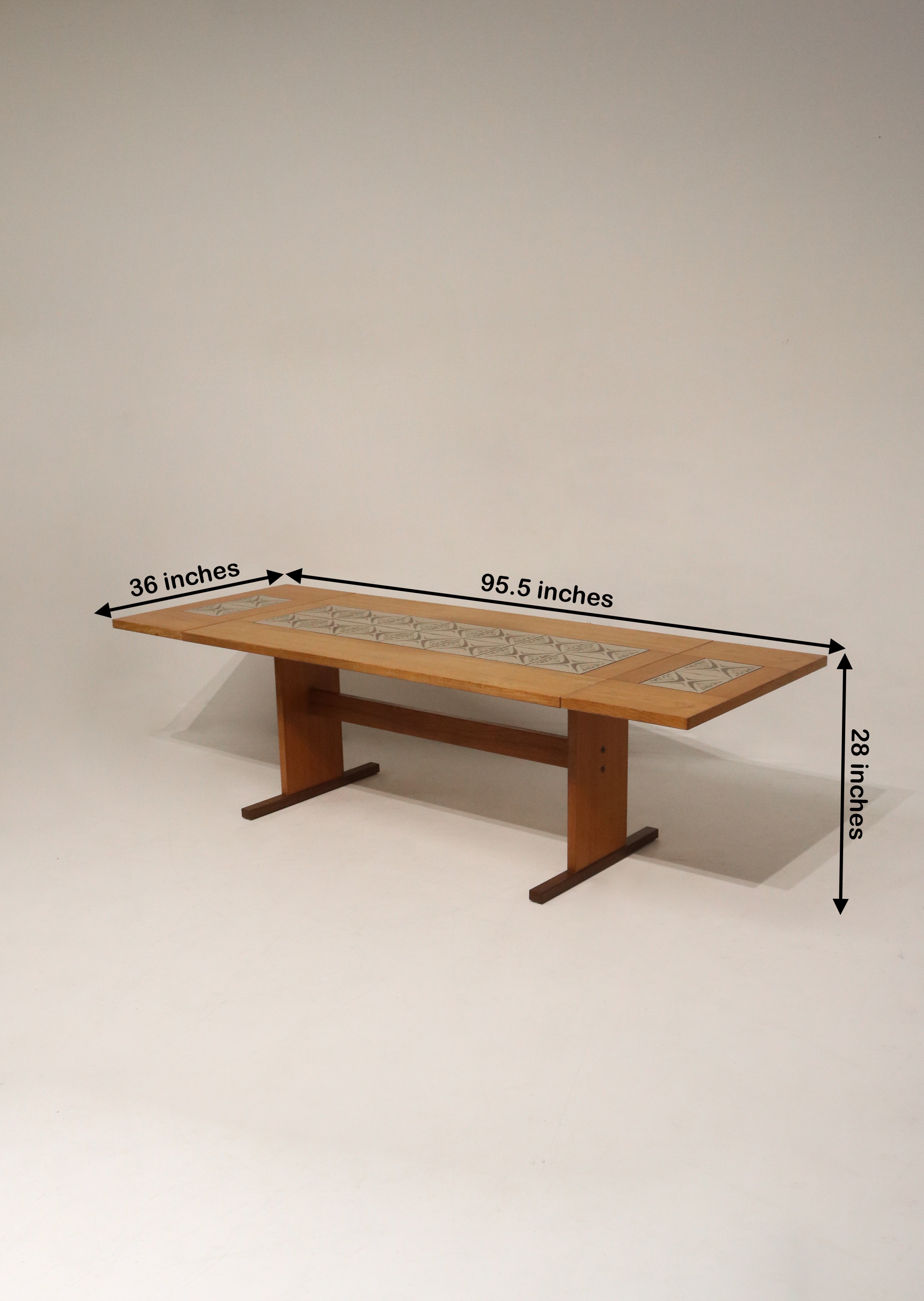 Vintage Danish Teak Wood Tile Top Extandable Dining Table