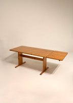 Vintage Swedish Pine Wood Extendable Dining Table