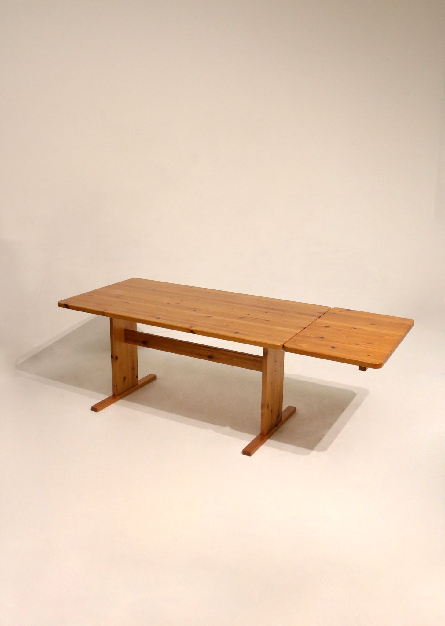 Vintage Swedish Pine Wood Extendable Dining Table