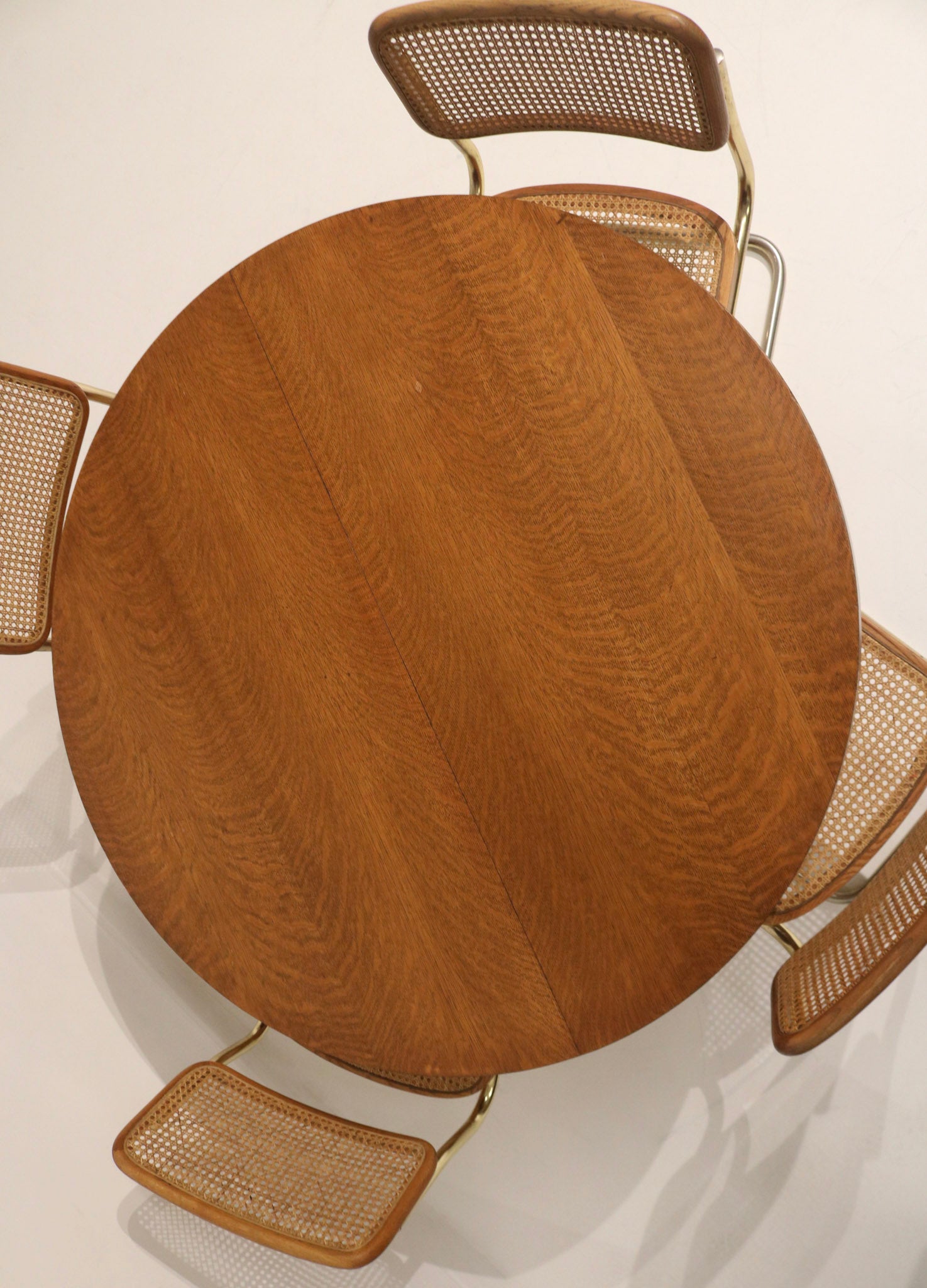 Antique Vintage Solid Oak Wood Round Dining Table