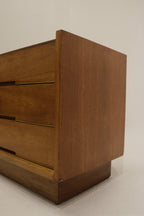 Mid Century Modern Walnut Wood 6 Drawers Lowboy Dresser
