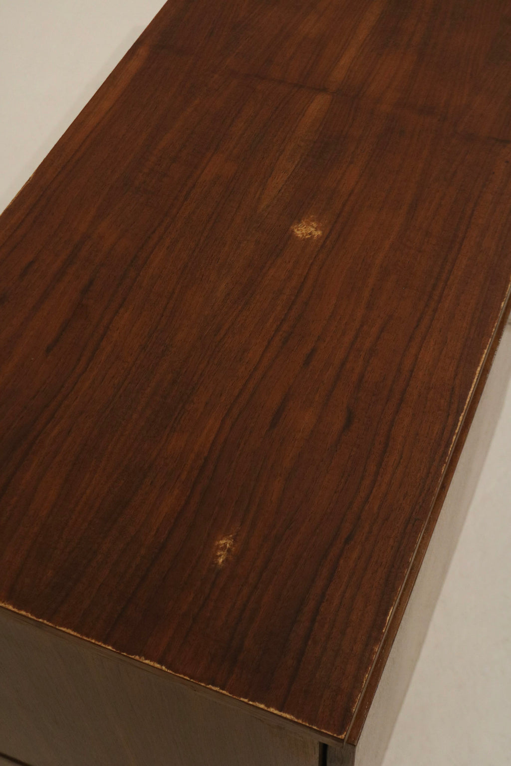 Mid Century Modern Vintage Scandinavian Walnut Wood Sideboard Console Storage