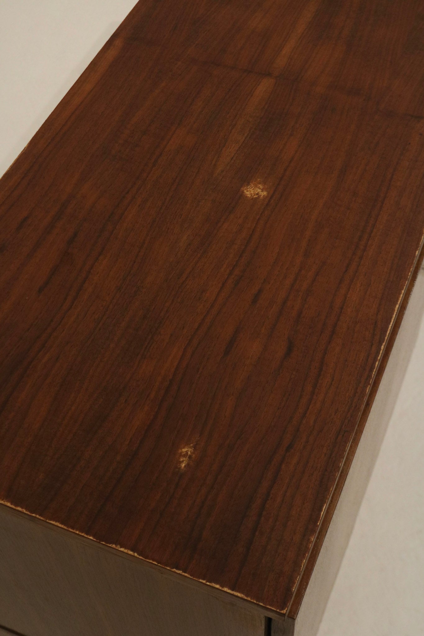 Mid Century Modern Vintage Scandinavian Walnut Wood Sideboard Console Storage