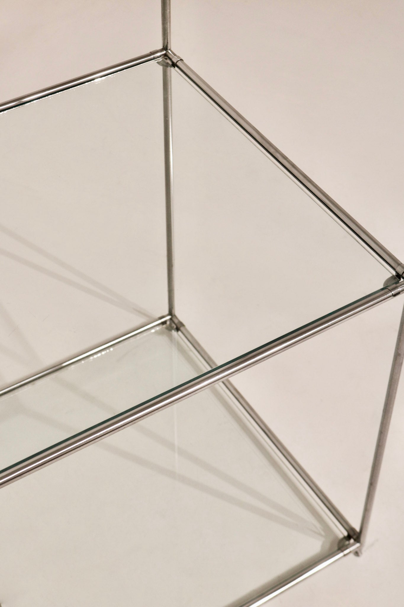 Vintage Circa 1980 Cube Glass Steel Bookcase