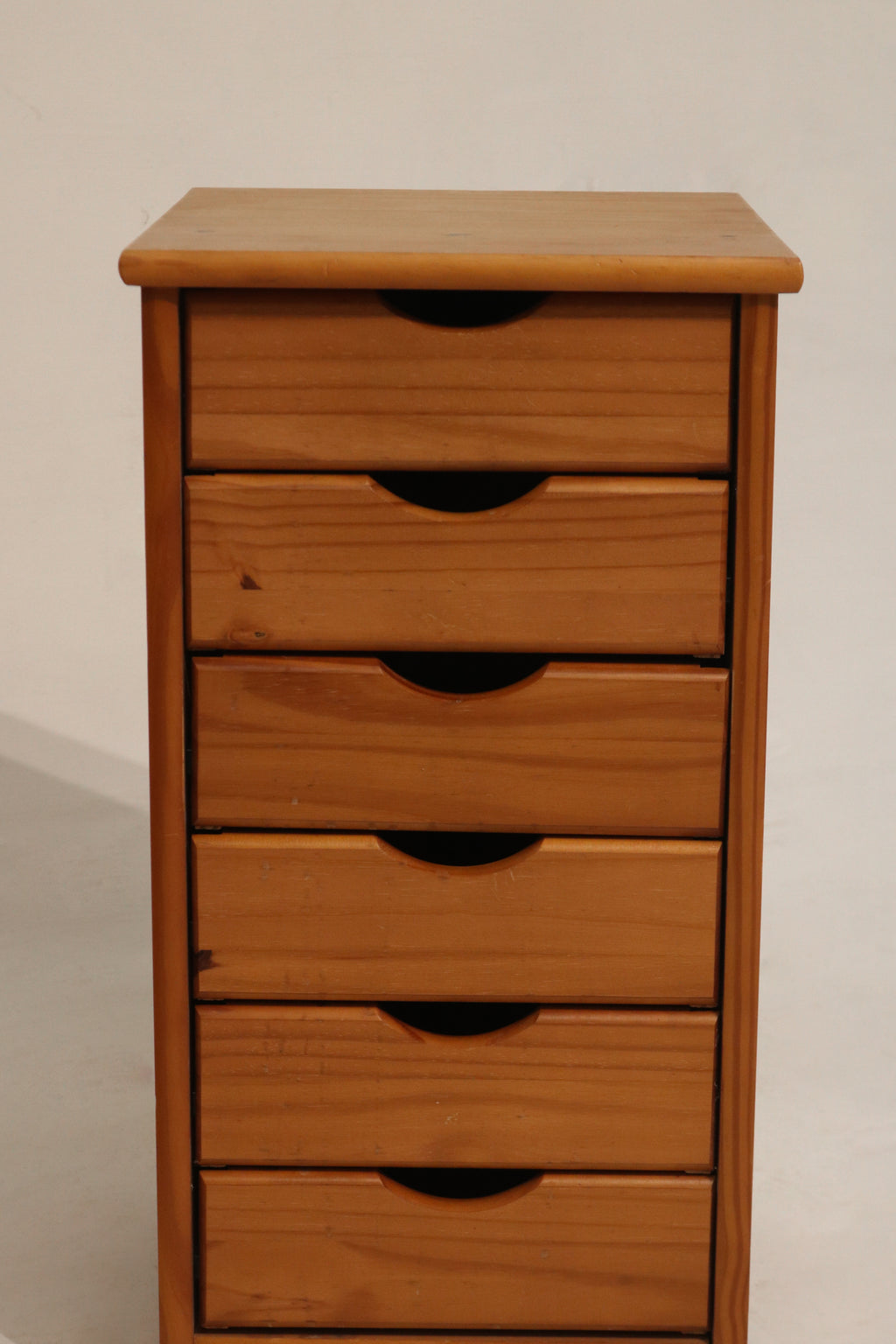 Vintage Swedish Pine Rolling Nightstand Cabinet Storage