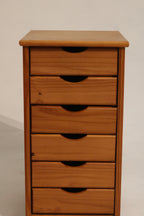 Vintage Swedish Pine Rolling Nightstand Cabinet Storage