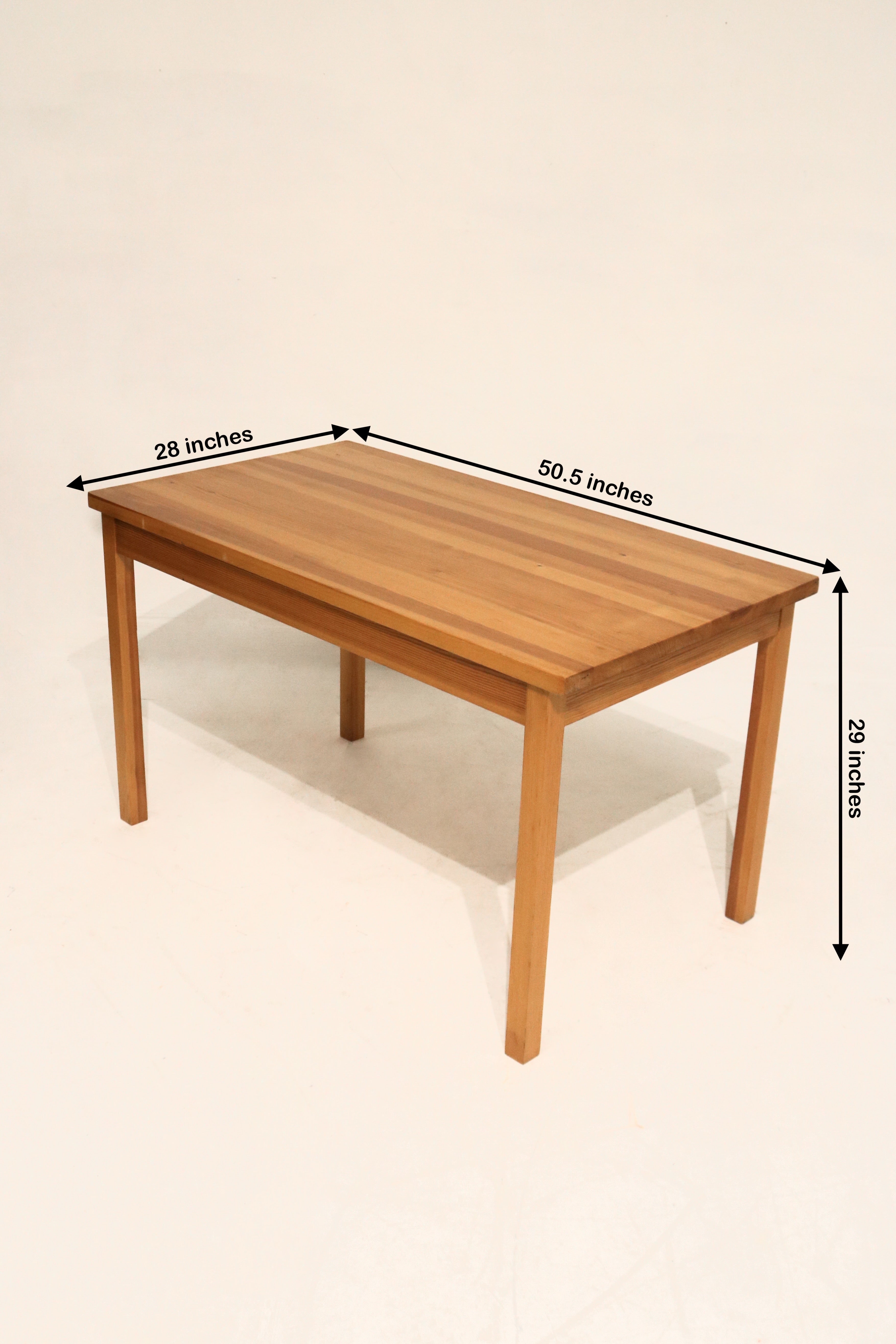 Vintage Swedish Pine Wood Dining Table Desk