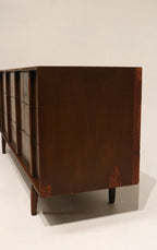 Vintage Mcm Walnut Wood Lowboy 9 Drawers Dresser