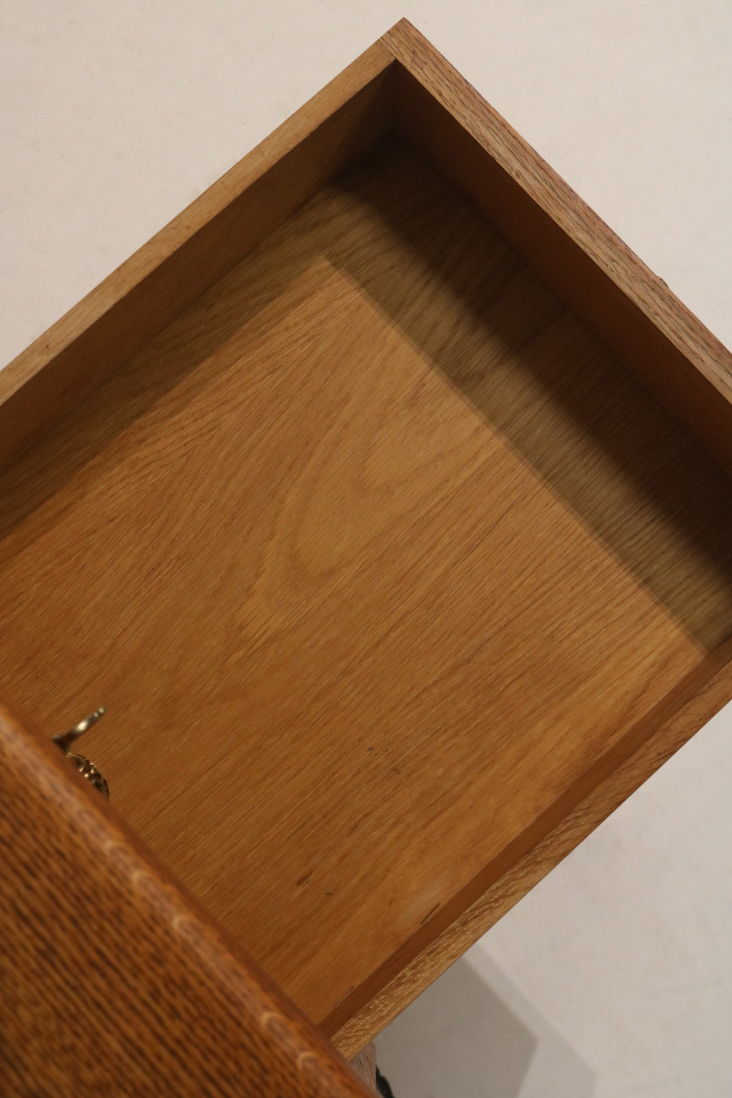 Mid Century Danish Oak Wood Writing Desk With Drawers And Key