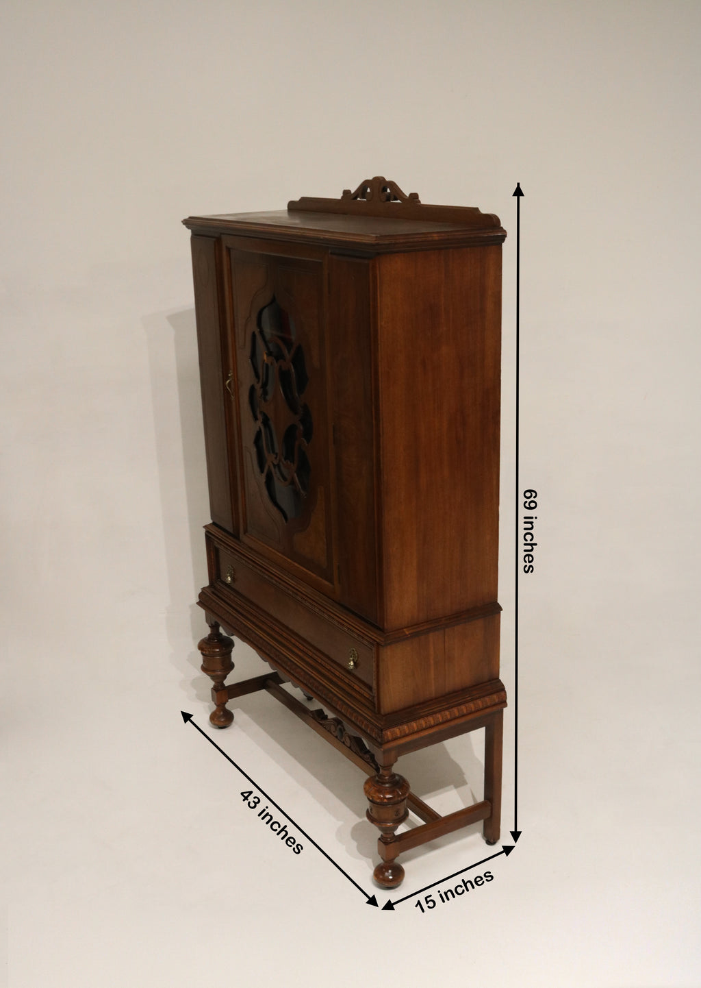 Antique Jacobean Mahogany Walnut Hutch China Cabinet