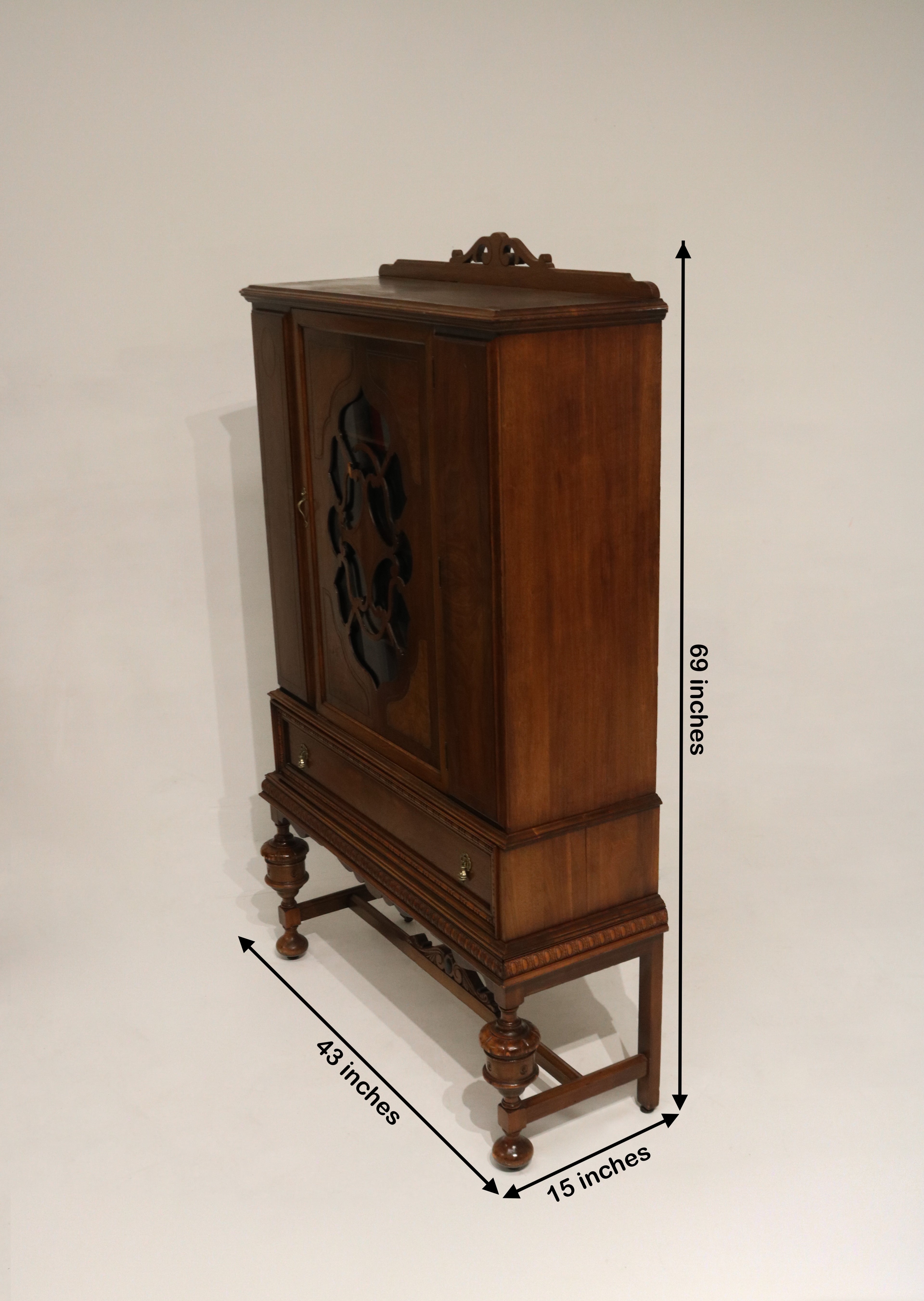 Antique Jacobean Mahogany Walnut Hutch China Cabinet