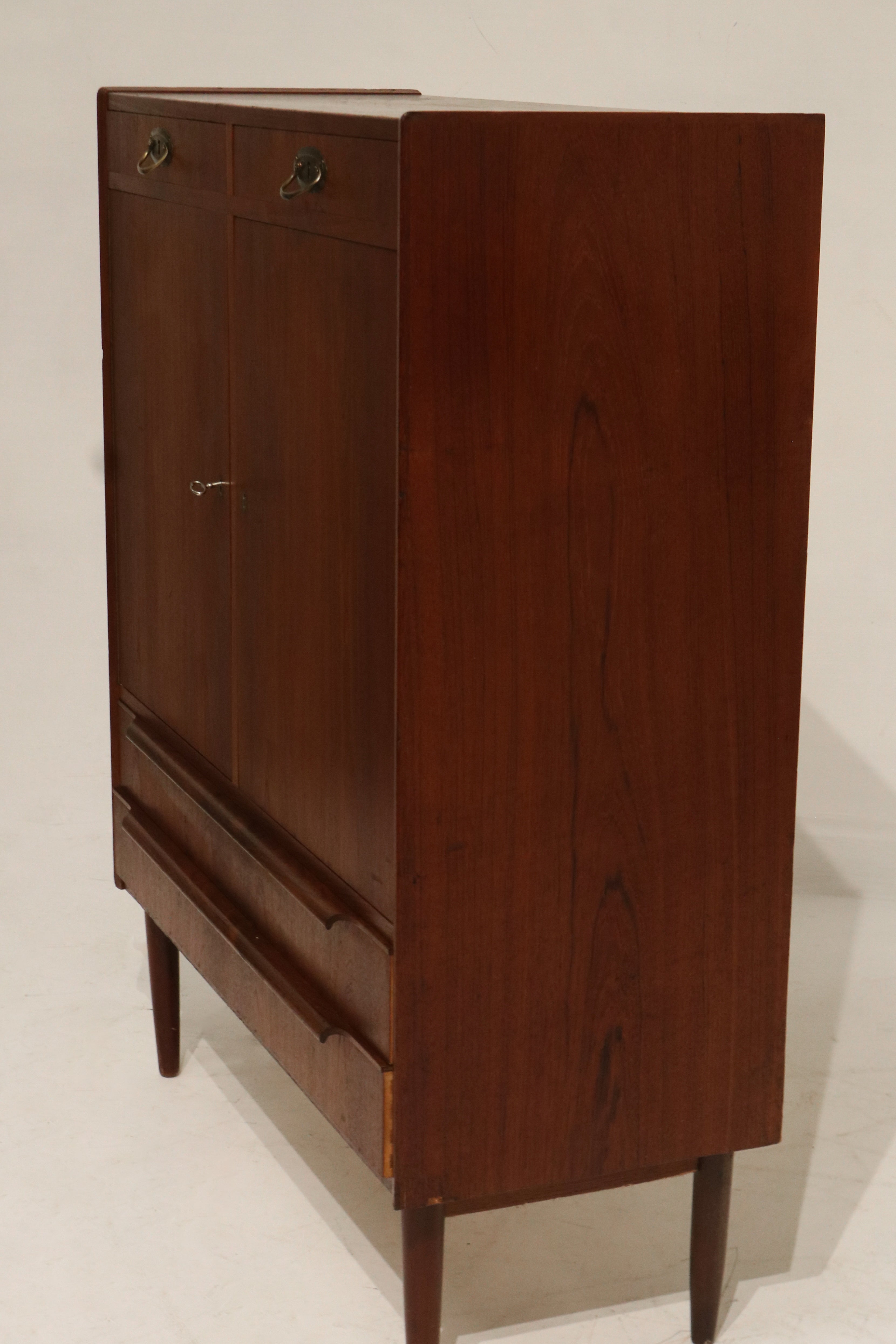 Danish Mcm Vintage Teak Wood Chest Of Drawer Cabinet