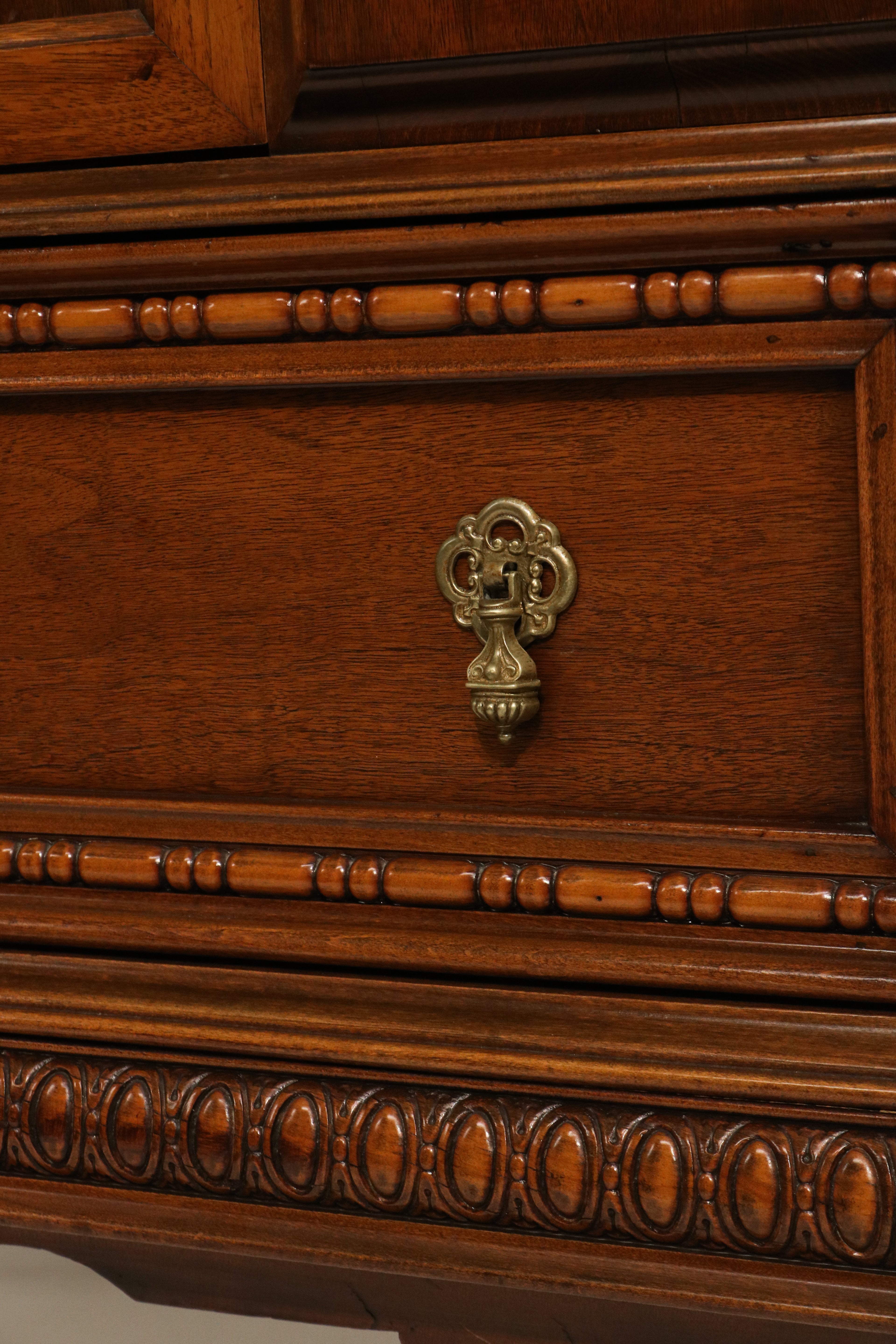 Antique Jacobean Mahogany Walnut Hutch China Cabinet