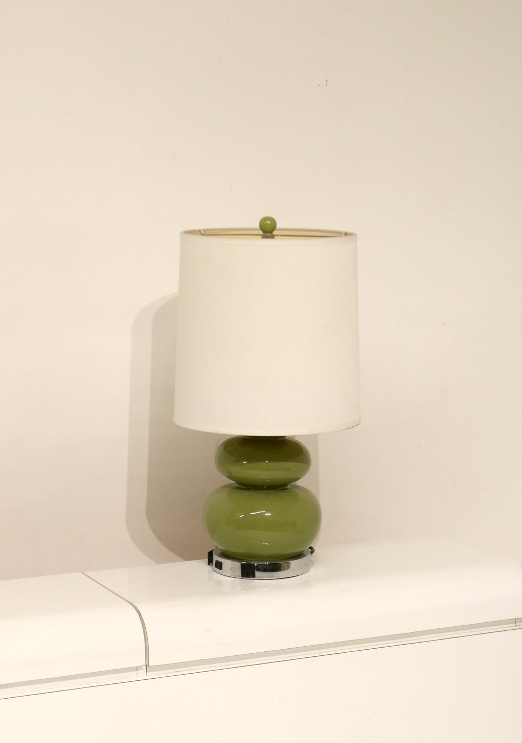 Ceramic Table Lamp With Beige Drum Shade