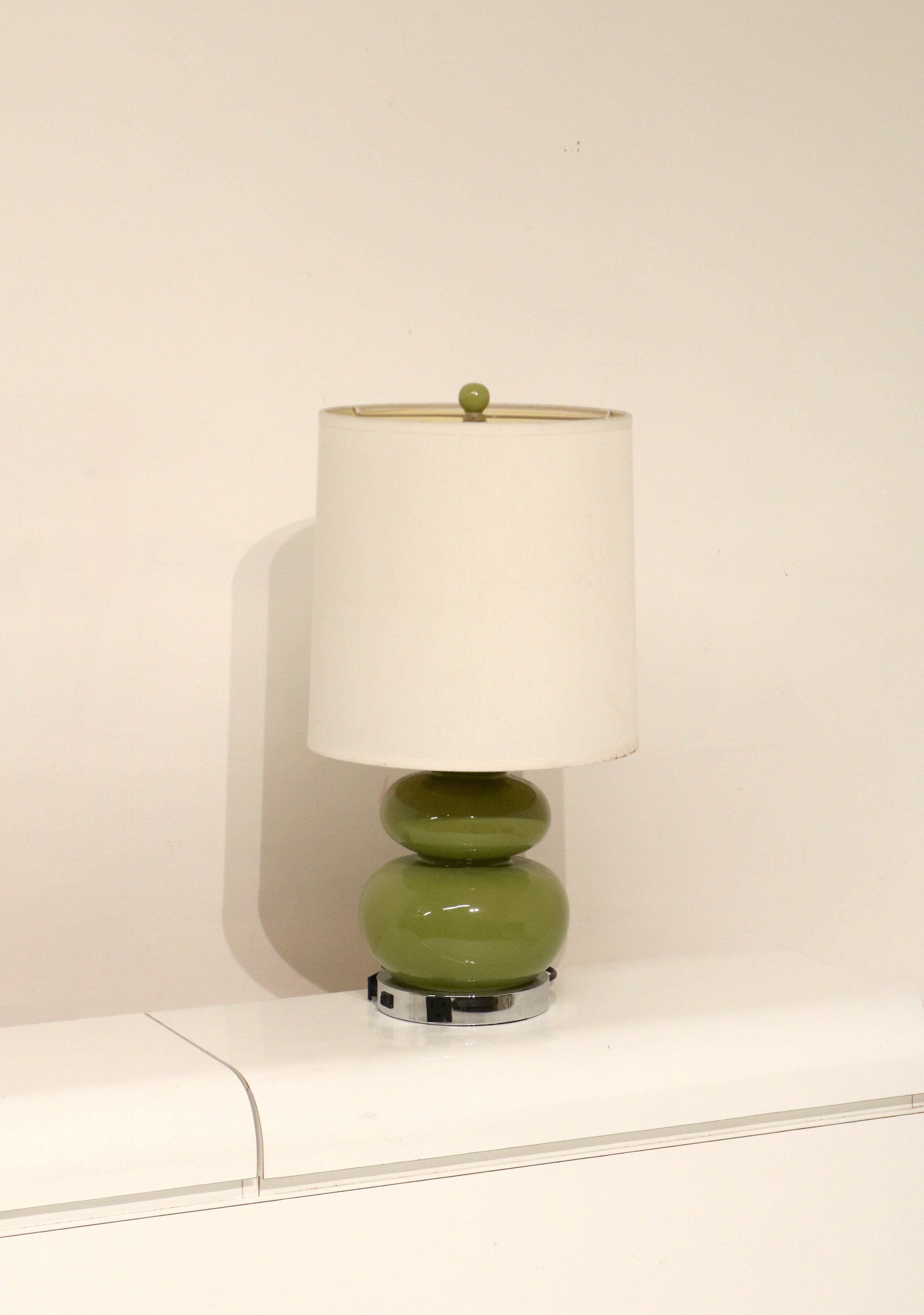 Ceramic Table Lamp With Beige Drum Shade
